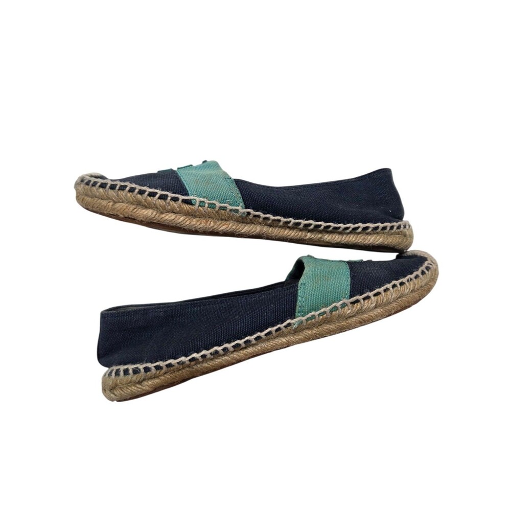 Tory Burch Weston Island Turquoise & Navy Espadrille Flats Size 8 - Picture 3 of 10